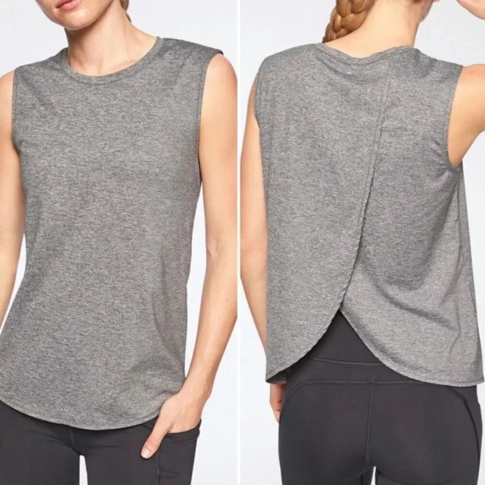 Athleta Gray Tank Slit Back Size Small (f1)